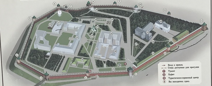 План Кремля. Проход между Пороховой и Георгиевской башнями (прорубленный)
